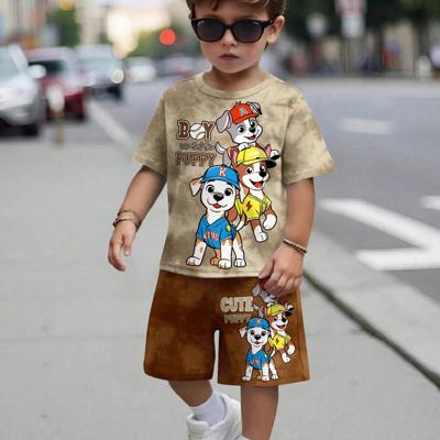 Boys' Cartoon Bear Print Short Sleeve Shirt and Shorts Set Multicolor-3 / 4Y