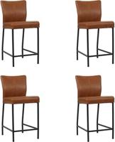 Set van 4 Cognac leren moderne barkrukken Revolt - poot vierkant zwart - Granada leer Savannah (cognac leer) Set van 4 Cognac leren moderne barkrukken Revolt - poot vierkant zwart - Granada leer Savannah (cognac leer)