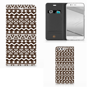 Huawei P10 Plus Hoesje met Magneet Aztec Brown