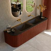 Badmeubel Mondiaz Kurve | 170 cm cm | Meubelkleur Ruby | Wastafelkleur Urban | Solid surface | Wasbak beiden zijden spoelbak | Zonder kraangat(en)