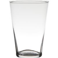 Transparante home-basics conische vaas/vazen van glas 20 x 14 cm   -
