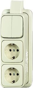 Busch Jaeger opbouw seriecombimnatie met dubbel stopcontact creme