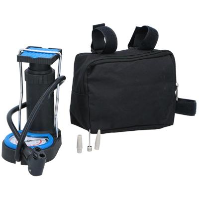 Dunlop mini voetpomp/luchtpomp/bandenpomp inclusief 3 adapters analoge drukmeter met opbergtas