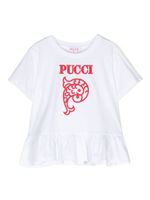 PUCCI Junior t-shirt en coton à logo pailleté - Blanc