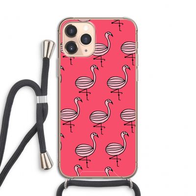 Flamingo: iPhone 11 Pro Transparant Hoesje met koord
