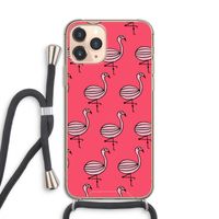 Flamingo: iPhone 11 Pro Transparant Hoesje met koord