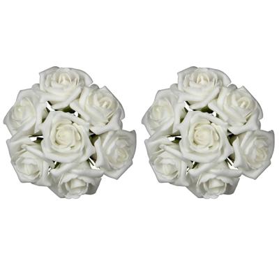 Ideas4seasons Rozen - 14x stuks - foam - 9 x 3 cm - creme wit - diy - bruiloft decoratie