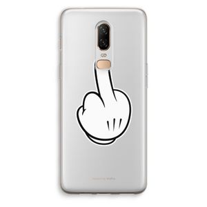 Middle finger white: OnePlus 6 Transparant Hoesje