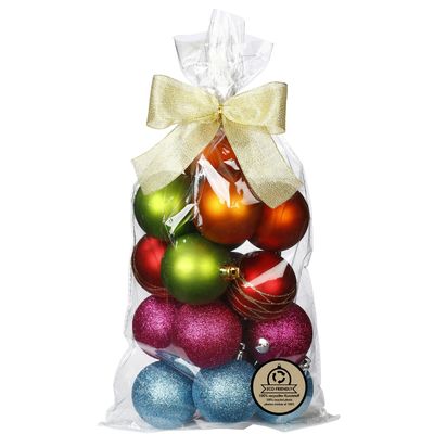 Kerstballen - 16x stuks - kunststof - gekleurd - 6 cm Kerstballen - 16x stuks - kunststof - gekleurd - 6 cm