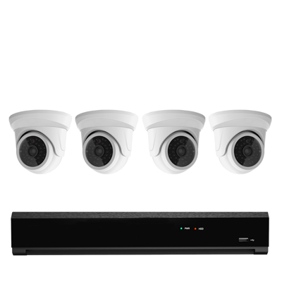 4x Professionele 4K Ultra HD IP Dome Bewakingscamera Set - POE NVR Recorder - 8 Kanaals - Nachtzicht & 1TB Opslag