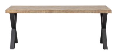 WOOOD Eettafel 'Tablo' Mangohout Visgraat, met X-poot, 200 x 90cm