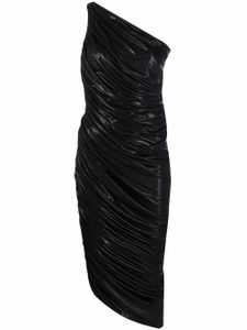 Norma Kamali robe froncée asymétrique à une épaule - Noir