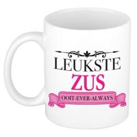 Verjaardag cadeau mok - roze - leukste zus ooit - 300 ml - keramiek