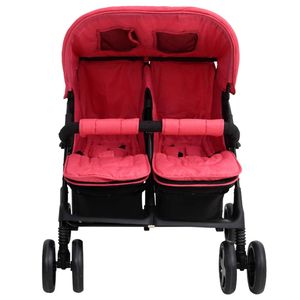 The Living Store Wandelwagen Comfort - Rood - 80 x 96 x 104 cm - Staal en linnen