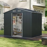 Apparatuurschuur Apparatenhuis Metaal met Zadeldak & Schuifdeuren Tuinhuis Fietsgarage Tuinschuur