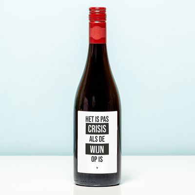 Wijnfles Het Is Pas Crisis - Rood (Merlot)