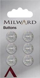 Milward Glitter Knoop Wit 12mm (6 stuks)