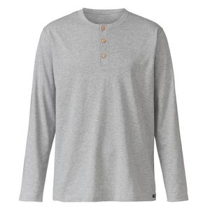 Shirt met lange mouw van bio-katoen met knoopsluiting, grijs Maat: 8