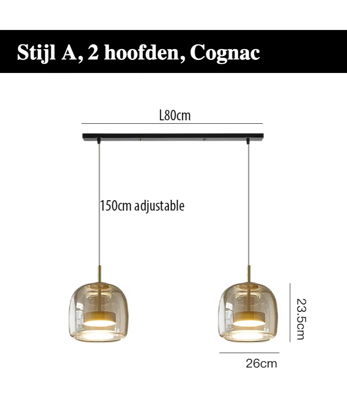 LumiGlow - Elegante Glassteen Hanglamp met LED-verlichting