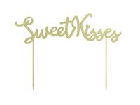 Cake Topper 'Sweet Kisses' Glitter Goud