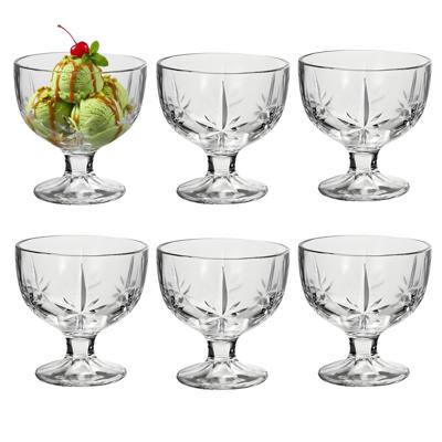 Alessandro ijscoupe Fiji - 6x stuks - glas - kristal - 270 ml - 10 x 10 x 10 cm - ijs schaaltjes