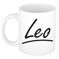Naam cadeau mok / beker Leo met sierlijke letters 300 ml - thumbnail