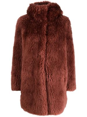 Yves Salomon manteau court à capuche - Marron