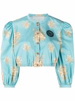 Ulyana Sergeenko blouse à fleurs - Bleu - thumbnail