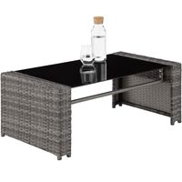 tectake® - Wicker zitgroep loungeset tuinset Lucca - 1 bank/2 stoelen/1 tafel met glasplaat - grijs - 404918 - thumbnail