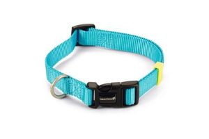 Beeztees uni - halsband hond - nylon - licht blauw - 35-50cmx20mm