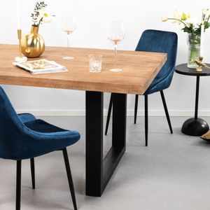 Sohome Eettafel 'Yannick U' Mangohout en staal, 220 x 100cm