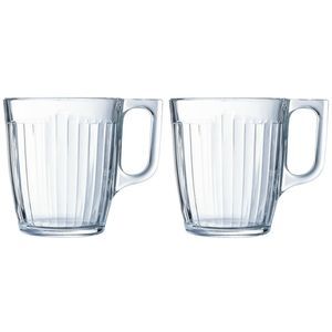 Luminarc Theeglazen Leeds - 12x - transparant bewerkt glas - 8 x 11 cm - 320 ml - Koffie- en theeglazen