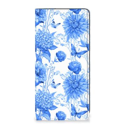 Smart Cover voor Samsung Galaxy A21s Flowers Blue Smart Cover voor Samsung Galaxy A21s Flowers Blue