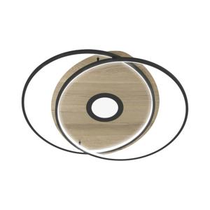 Paul Neuhaus Landelijke led plafondlamp Q-Amira Round houtbruin met zwart 8381-78