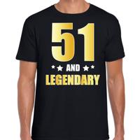 51 and legendary verjaardag cadeau t-shirt - zwart - gouden letters - heren - 51 jaar geworden