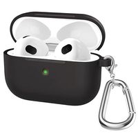 AirPods 3 Siliconen Hoesje met Sleutelhanger A060 - Zwart - thumbnail