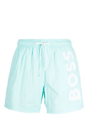 BOSS short de bain Octopus à logo imprimé - Bleu
