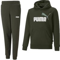 PUMA Essentials+ 2 Big Logo Trainingspak Kids Donkergroen Wit - thumbnail