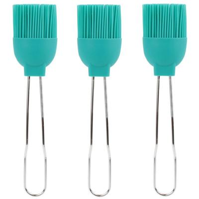 Lily Cook Bakkwasten - 3x - siliconen/metaal - flexibel - invetten - invetkwast - 22 cm - blauw