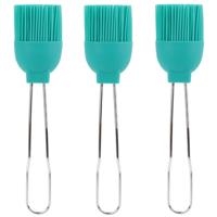 Lily Cook Bakkwasten - 3x - siliconen/metaal - flexibel - invetten - invetkwast - 22 cm - blauw