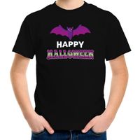 Vleermuis / happy halloween horror shirt zwart voor kinderen - verkleed t-shirt XL (158-164)  - - thumbnail