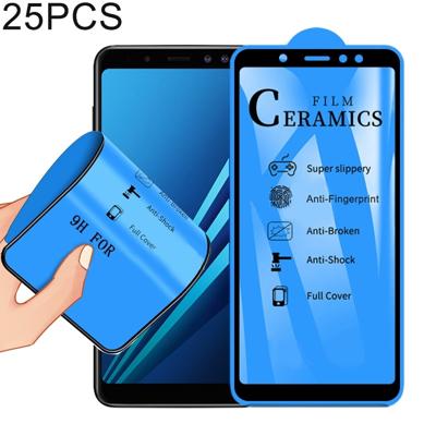 25 stuks 2.5 D volledige lijm volledige cover keramiek film voor Galaxy A8 plus (2018)