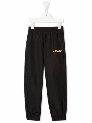 Off-White Kids pantalon à détail de logo - Noir