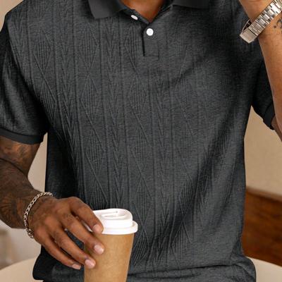 Bon&Bon Heren Polo Shirt - Wit Textured Design - Korte Mouwen Donker grijs / XXL