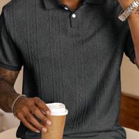 Bon&Bon Heren Polo Shirt - Wit Textured Design - Korte Mouwen Donker grijs / XXL