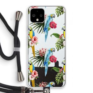 Kleurrijke papegaaien: Pixel 4 Transparant Hoesje met koord