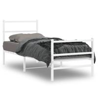 Bedframe met hoofd- en voeteneinde metaal wit 80x200 cm - thumbnail