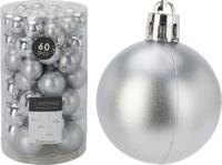 60 onbreekbare kerstballen zilver