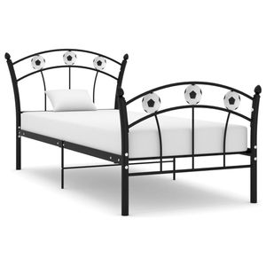 Bedframe met voetbaldesign metaal zwart 90x200 cm