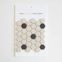 The Mosaic Factory London Mozaiek Tegel Hexagon - Wit/Zwart Porselein Ongeglazuurd, 18 black dots 260x300 mm